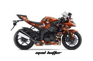 Kawasaki ZX10 Ninja Graphic Kit - 2008-2009 Mad Hatter Orange