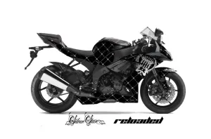 Kawasaki ZX10 Ninja Graphic Kit - 2008-2009 Silver Star Reloaded Black