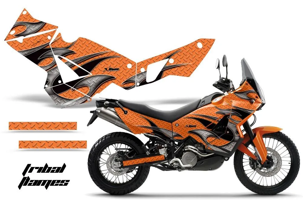 KTM Adventure R 990 Graphic Kit - All Years Tribal Flames Orange