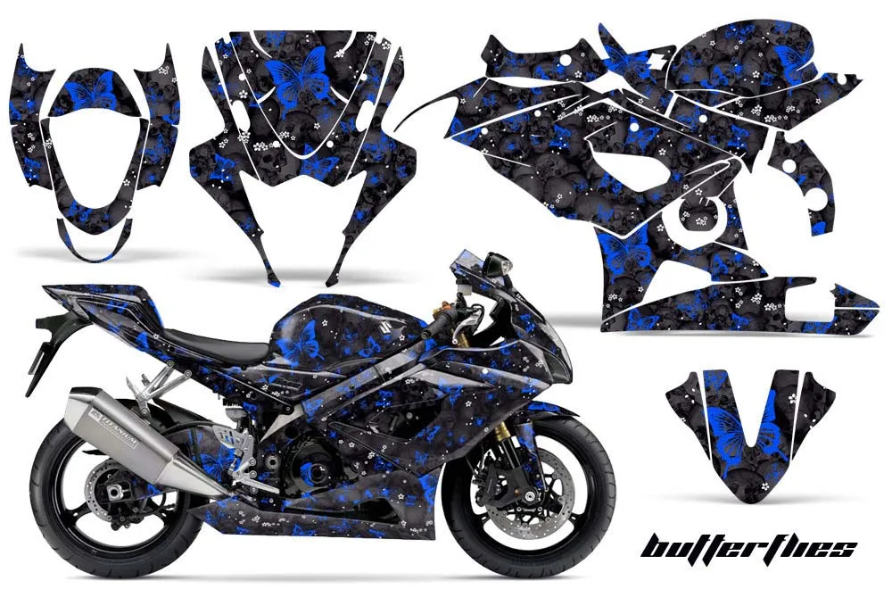 Suzuki GSXR 1000 Graphic Kit - 2005-2006 Butterflies Blue