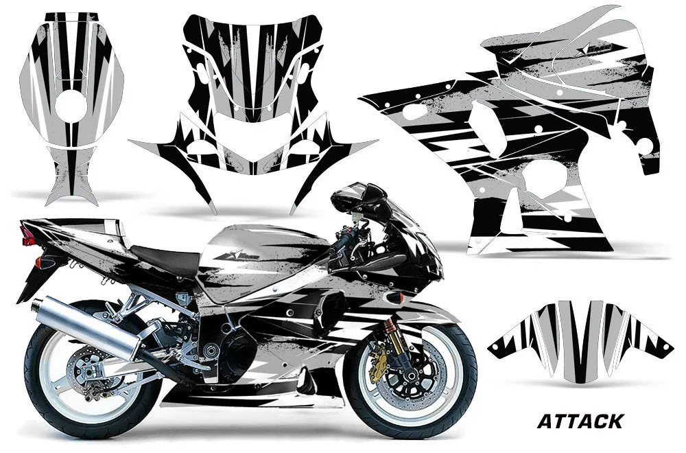 Suzuki GSXR 1000 Street Bike Graphic Kit - 2001-2002 Attack Silver