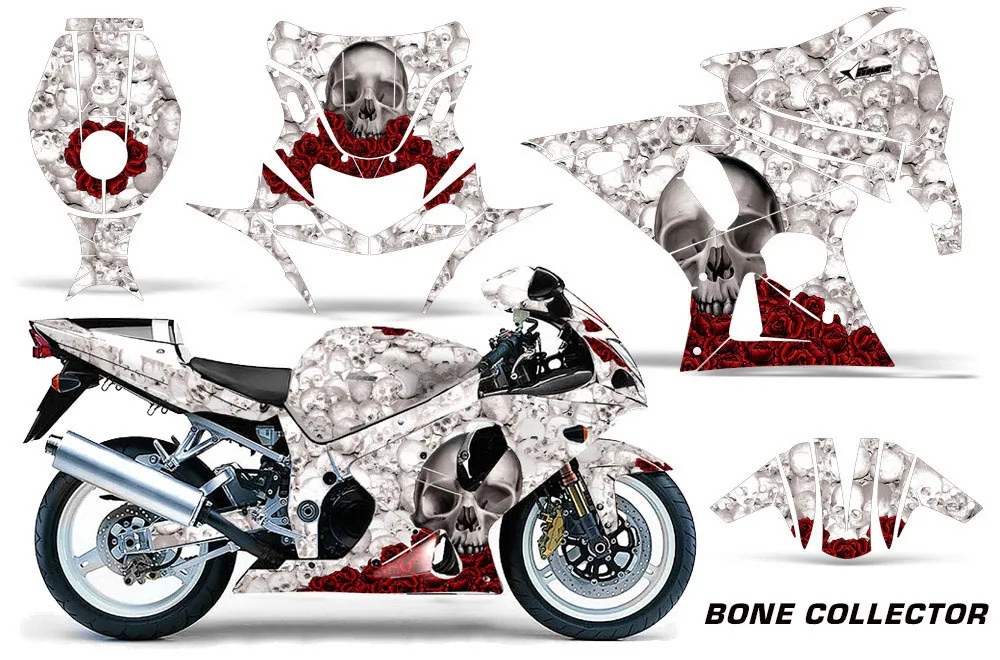 Suzuki GSXR 1000 Street Bike Graphic Kit - 2001-2002 Bone Collector White