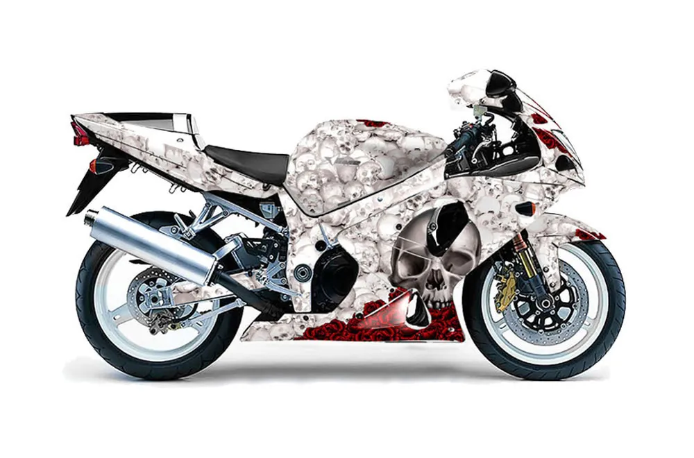 Suzuki GSXR 1000 Street Bike Graphic Kit - 2001-2002 Bone Collector White