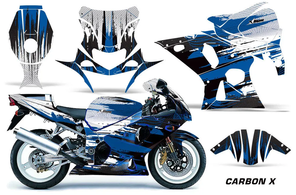 Suzuki GSXR 1000 Street Bike Graphic Kit - 2001-2002 Carbon X Blue