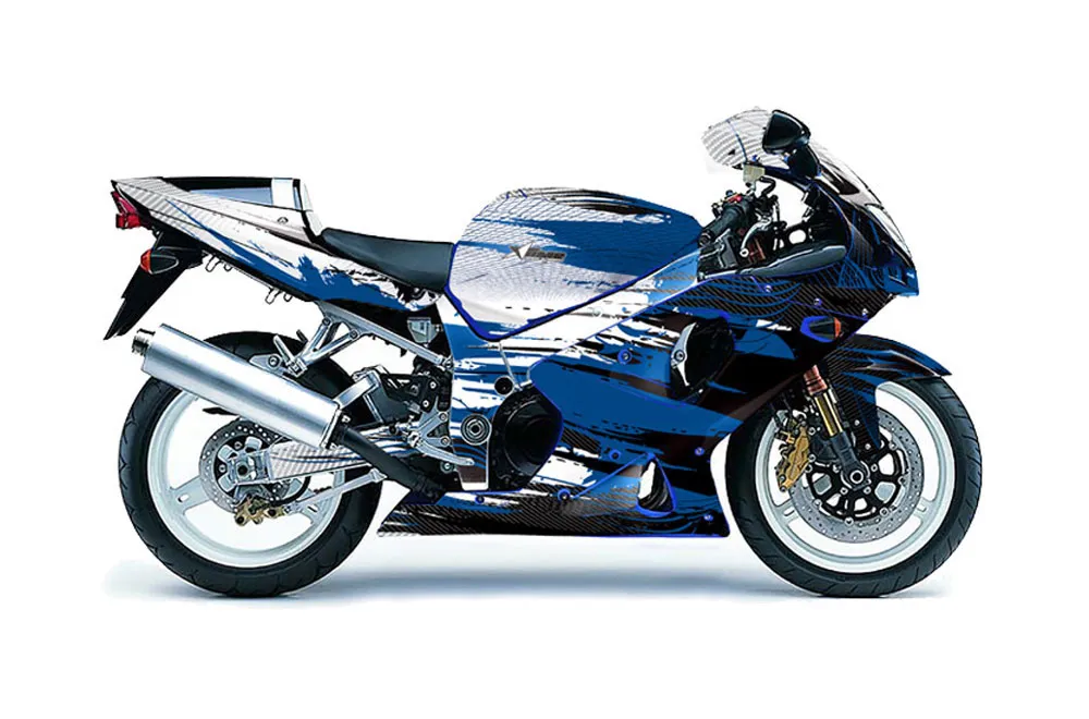Suzuki GSXR 1000 Street Bike Graphic Kit - 2001-2002 Carbon X Blue
