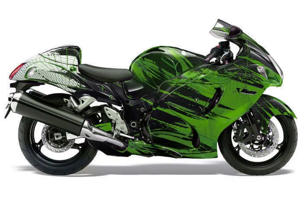 Suzuki GSXR 1300 Hayabusa Graphic Kit - 2008-2020 Carbon X Green