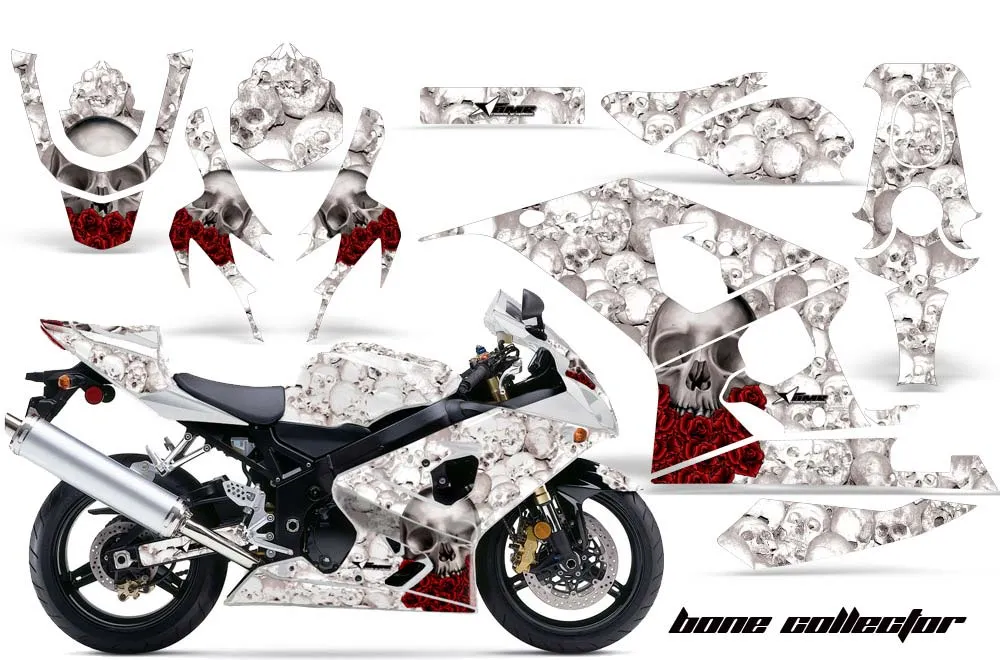 Suzuki GSXR 600 / 750 Graphic Kit - 2004-2005 Bone Collector White