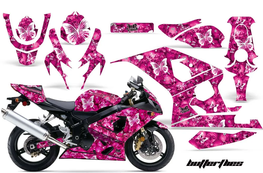 Suzuki GSXR 600 / 750 Graphic Kit - 2004-2005 Butterflies Pink