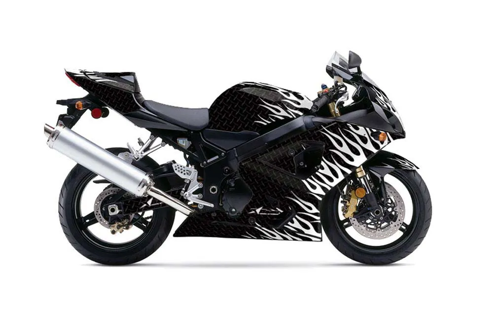 Suzuki GSXR 600 / 750 Graphic Kit - 2004-2005 Diamond Flames Black