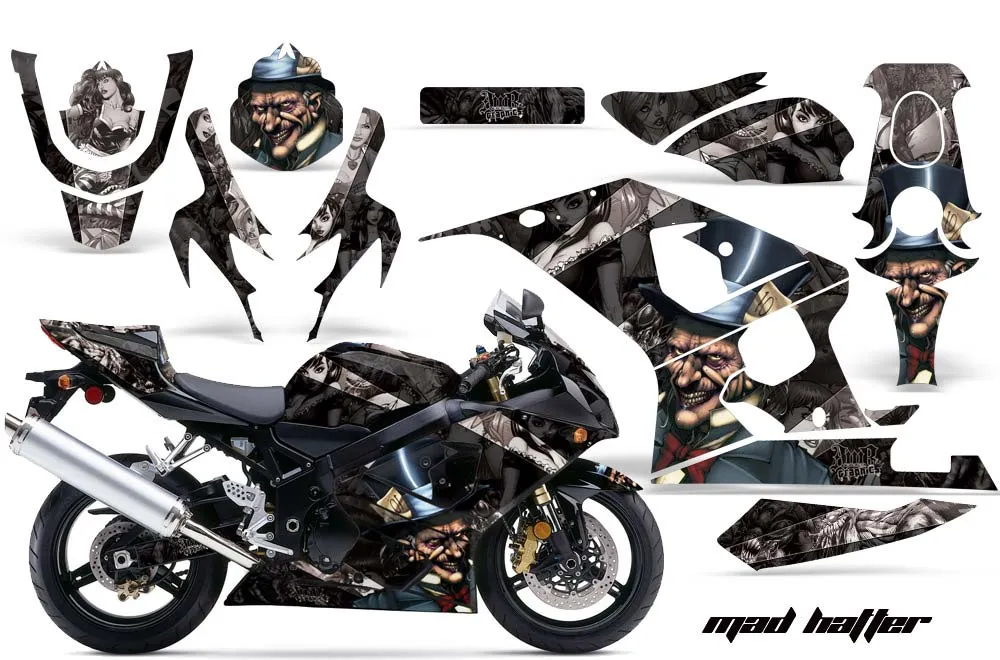 Suzuki GSXR 600 / 750 Graphic Kit - 2004-2005 Mad Hatter Black