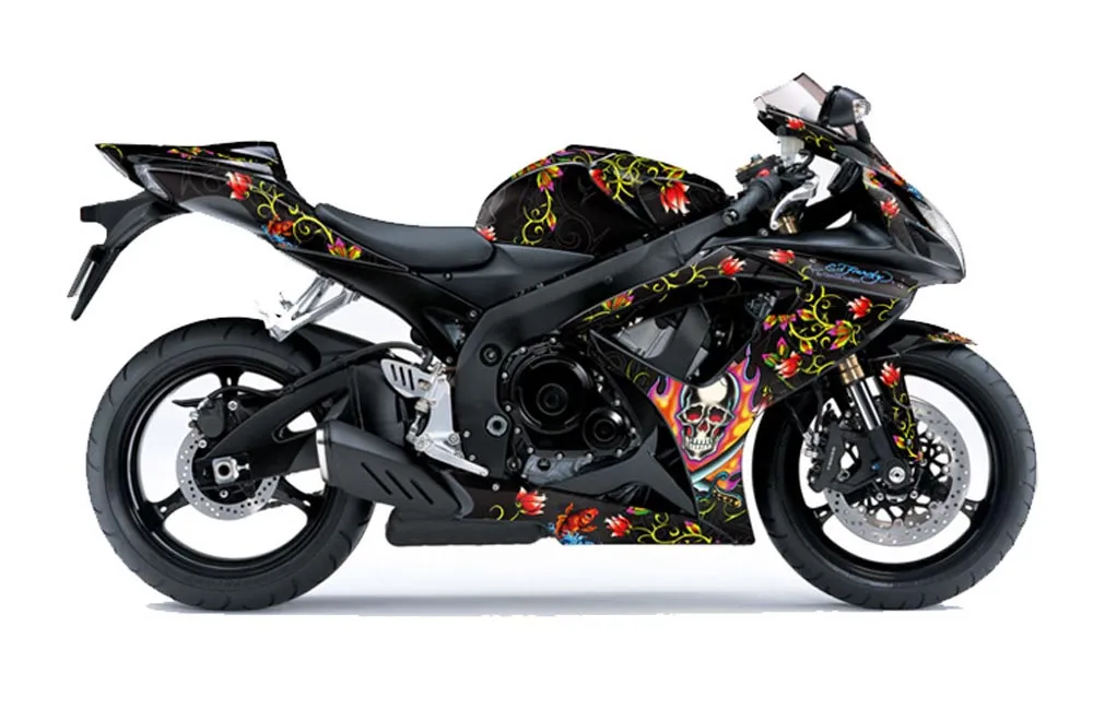 Suzuki GSXR 600 / 750 Graphic Kit - 2006-2007 Ed Hardy Pirates Black