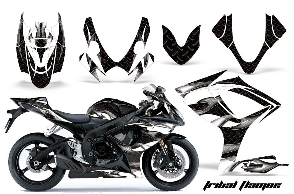 Suzuki GSXR 600 / 750 Graphic Kit - 2006-2007 Tribal Flames Black