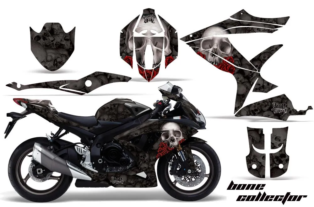 Suzuki GSXR 600 / 750 Graphic Kit - 2008-2010 Bone Collector Black