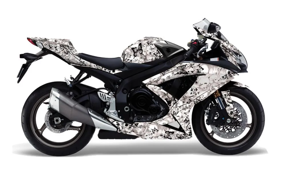 Suzuki GSXR 600 / 750 Graphic Kit - 2008-2010 Butterflies White