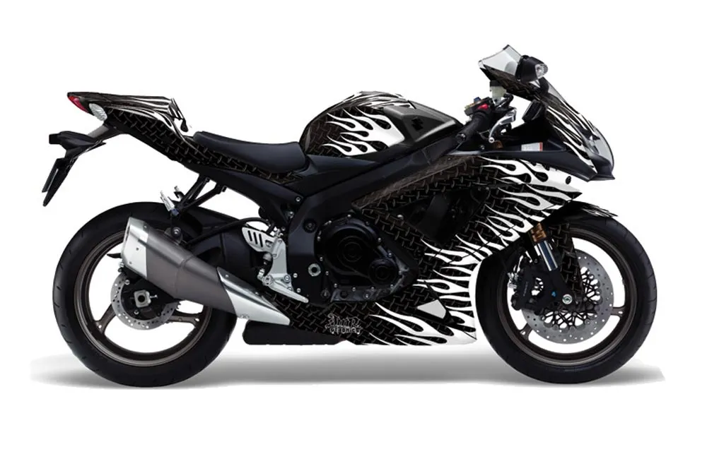 Suzuki GSXR 600 / 750 Graphic Kit - 2008-2010 Diamond Flames Black