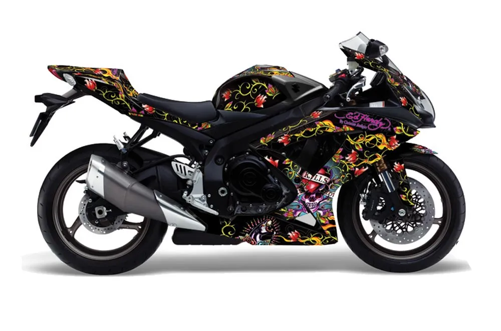 Suzuki GSXR 600 / 750 Graphic Kit - 2008-2010 Ed Hardy Love Kills Slowly Black