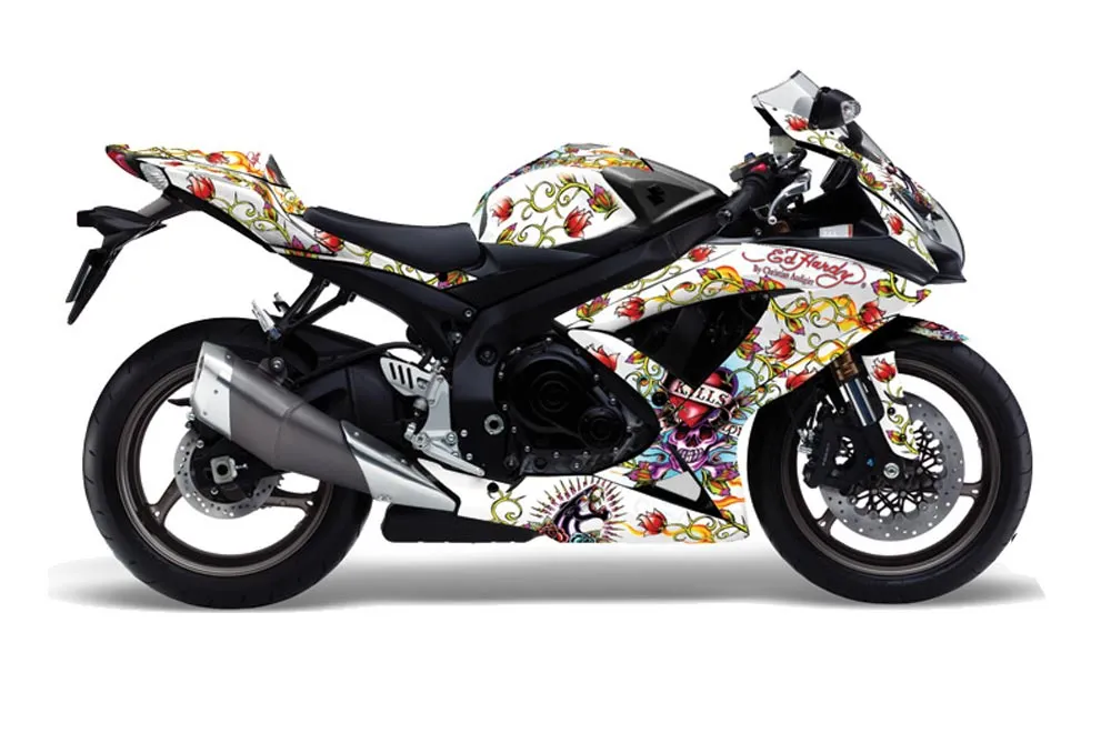 Suzuki GSXR 600 / 750 Graphic Kit - 2008-2010 Ed Hardy Love Kills Slowly White