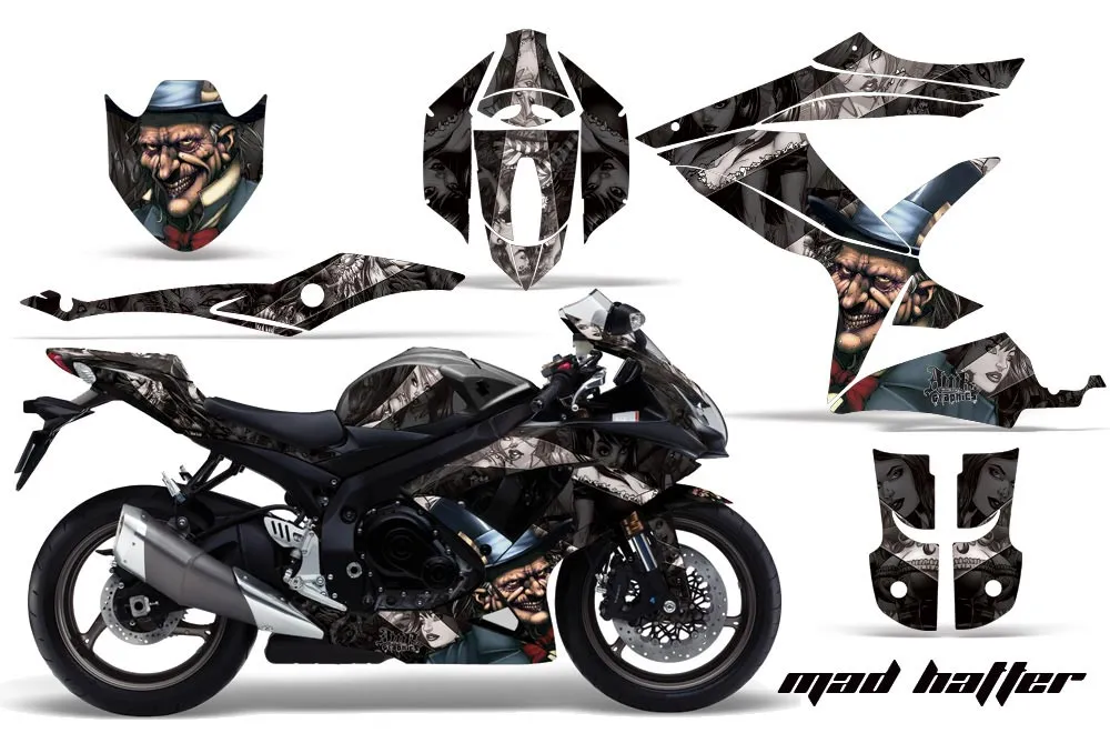 Suzuki GSXR 600 / 750 Graphic Kit - 2008-2010 Mad Hatter Black