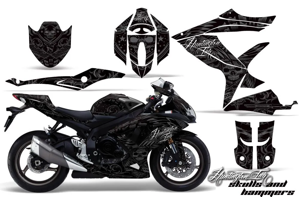 Suzuki GSXR 600 / 750 Graphic Kit - 2008-2010 Skulls N Hammers Silver