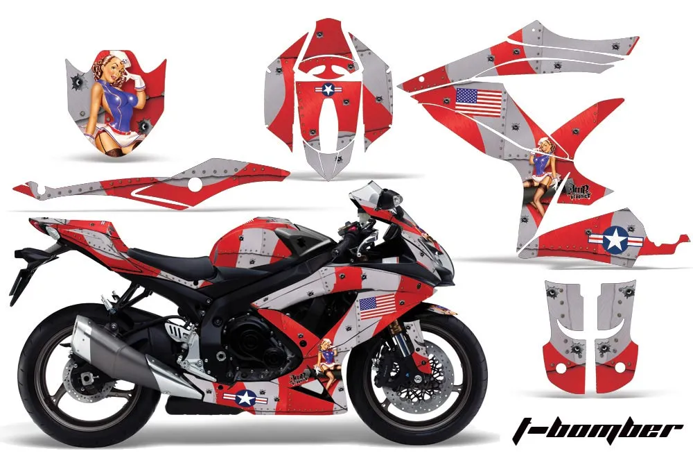 Suzuki GSXR 600 / 750 Graphic Kit - 2008-2010 T Bomber Red