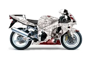 Suzuki GSXR 1000 Street Bike Graphic Kit - 2001-2002 Bone Collector White
