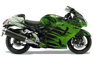 Suzuki GSXR 1300 Hayabusa Graphic Kit - 2008-2020 Carbon X Green