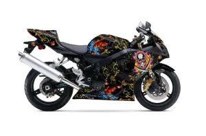 Suzuki GSXR 600 / 750 Graphic Kit - 2004-2005 Ed Hardy Pirates Black