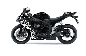 Suzuki GSXR 600 / 750 Graphic Kit - 2006-2007 Diamond Flames Black