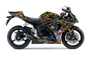 Suzuki GSXR 600 / 750 Graphic Kit - 2006-2007 Ed Hardy Love Kills Black