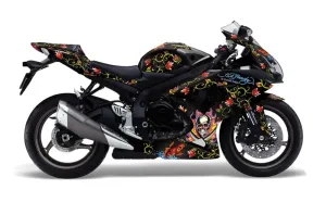 Suzuki GSXR 600 / 750 Graphic Kit - 2008-2010 Ed Hardy Pirates Black