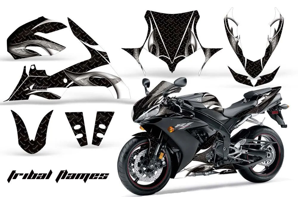 Yamaha R1 Graphic Kit - 2004-2005 Tribal Flames White