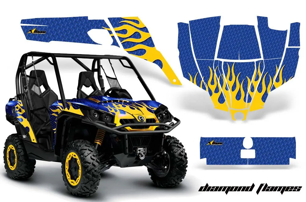 Can-Am Commander 1000 / 800 Graphic Kit - All Years Diamond Flames Yellow