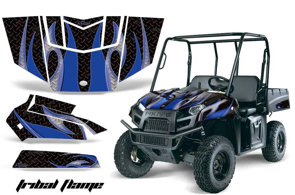 Polaris Ranger EV Electric Graphic Kit - 2009-2015 Tribal Flames Blue