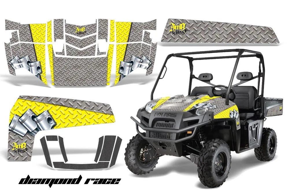 Polaris Ranger XP 500 / 700 4x4 EFI Graphic Kit - 2009 Diamond Race Yellow