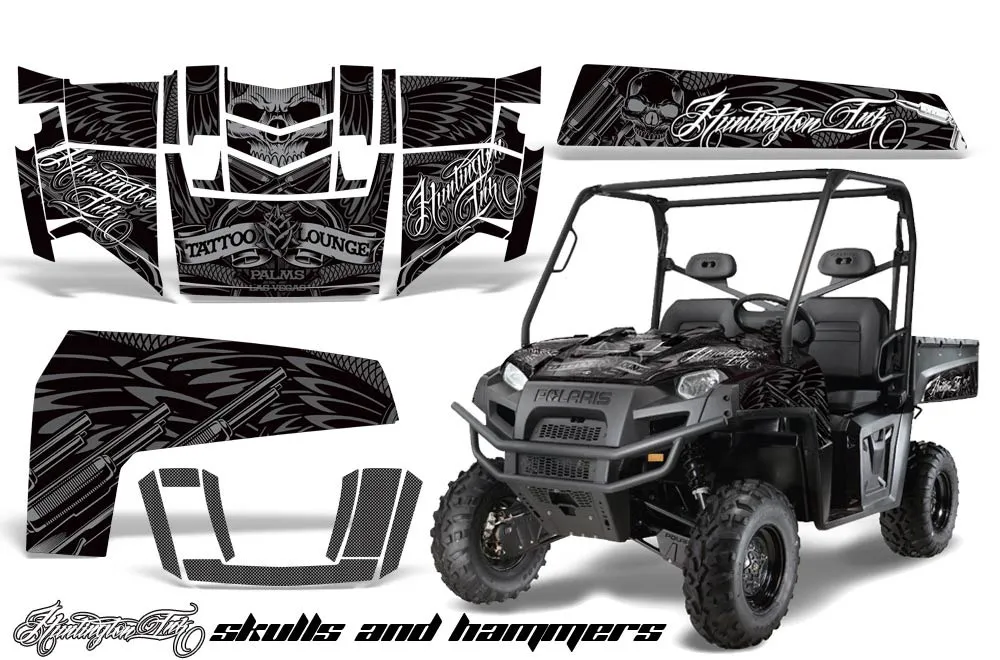 Polaris Ranger XP 500 / 700 4x4 EFI Graphic Kit - 2009 Skulls N Hammers Silver