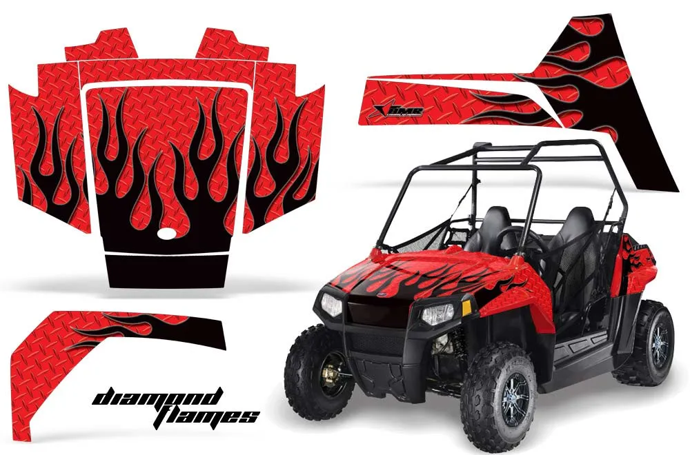 Polaris RZR 170 Graphic Kit - All Years Diamond Flames Red