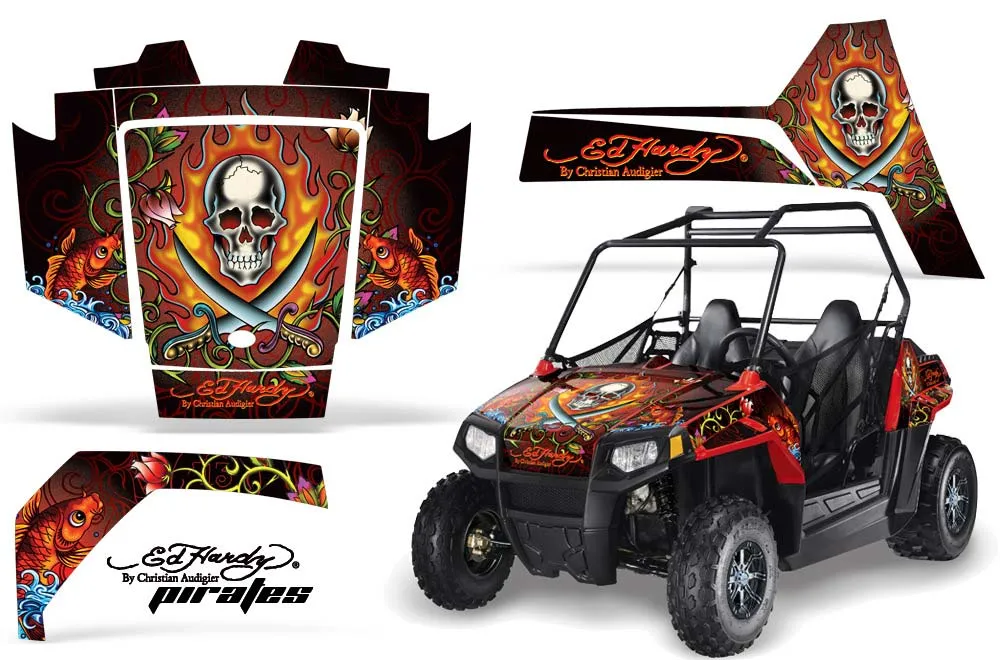 Polaris RZR 170 Graphic Kit - All Years Ed Hardy - Pirates Red