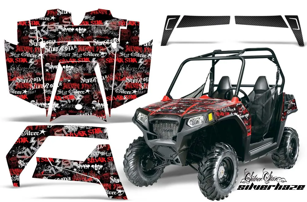 Polaris RZR 570 Graphic Kit - All Years Silver Star - Silverhaze Red