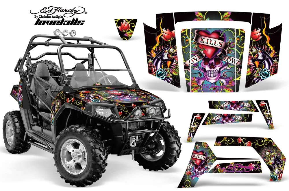 Polaris RZR 800 / 800S Graphic Kit - 2006-2010 Ed Hardy - Love Kills Black