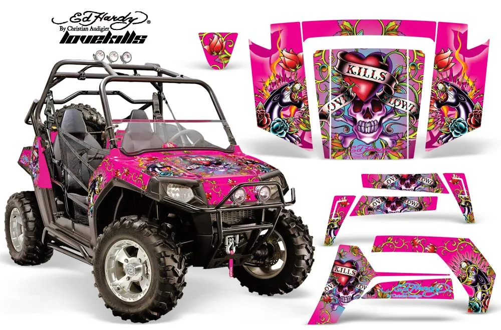Polaris RZR 800 / 800S Graphic Kit - 2006-2010 Ed Hardy - Love Kills Pink