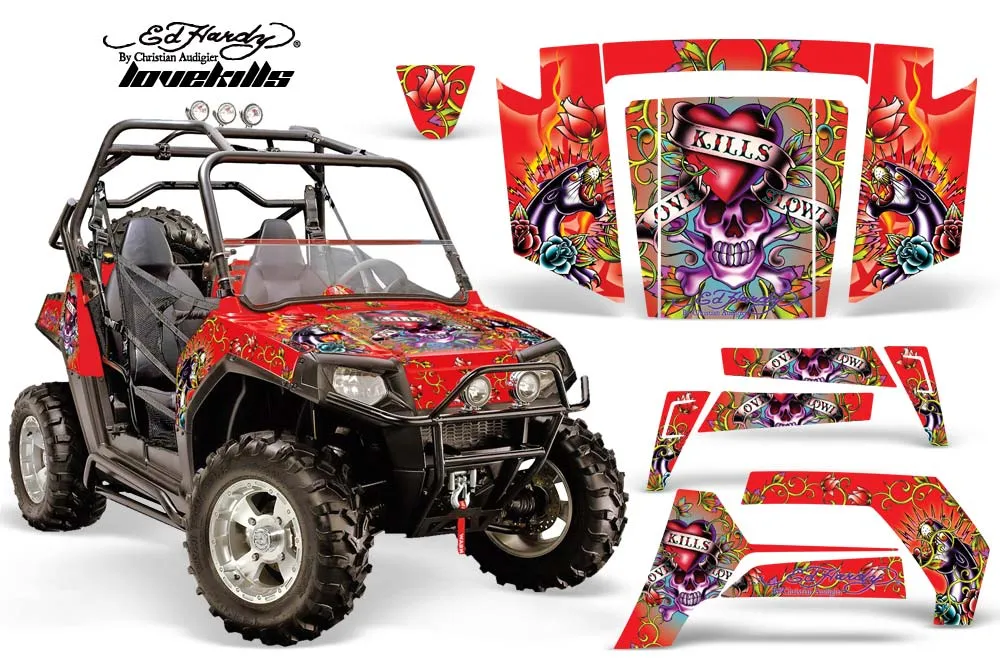 Polaris RZR 800 / 800S Graphic Kit - 2006-2010 Ed Hardy - Love Kills Red