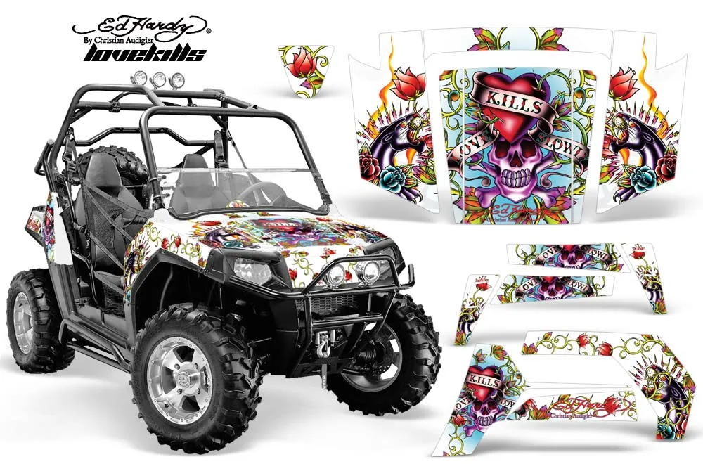 Polaris RZR 800 / 800S Graphic Kit - 2006-2010 Ed Hardy - Love Kills White