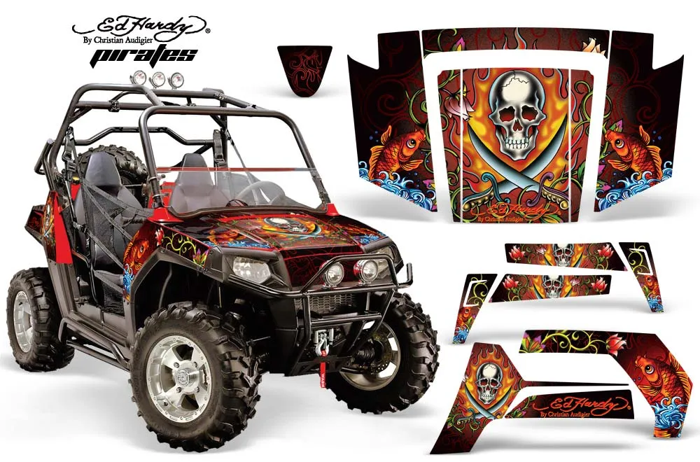 Polaris RZR 800 / 800S Graphic Kit - 2006-2010 Ed Hardy - Pirates Red
