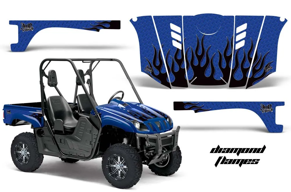 Yamaha Rhino 700 / 660 / 450 Graphic Kit - 2004-2013 Diamond Flames Blue