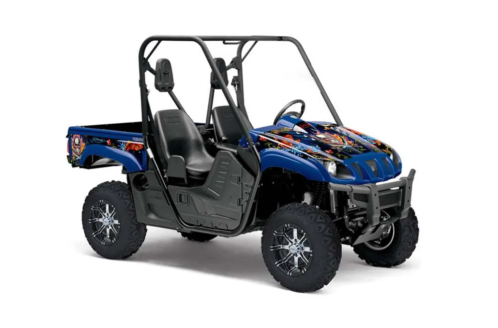 Yamaha Rhino 700 / 660 / 450 Graphic Kit - 2004-2013 Ed Hardy - Pirates Blue