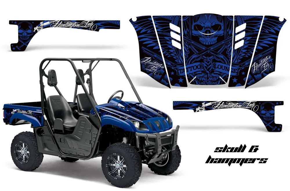 Yamaha Rhino 700 / 660 / 450 Graphic Kit - 2004-2013 Skulls n Hammers Blue