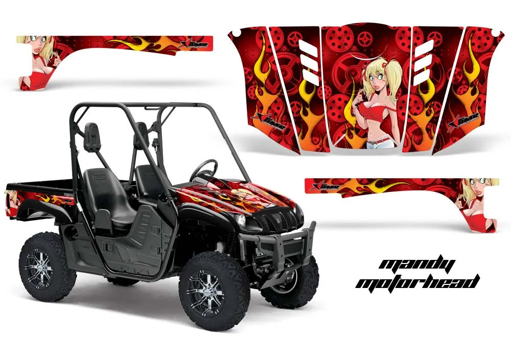 Yamaha Rhino 700 / 660 / 450 Graphic Kit - 2004-2013 Motorhead Mandy Red