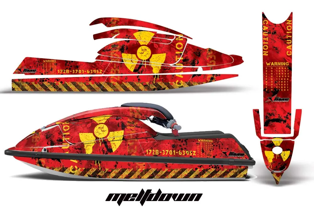 Kawasaki 750 SX / SXR Jet Ski Graphic Kit - 1992-1998 Meltdown Red