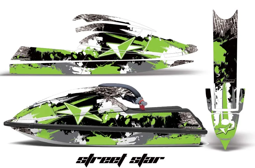 Kawasaki 750 SX / SXR Jet Ski Graphic Kit - 1992-1998 Street Star Green