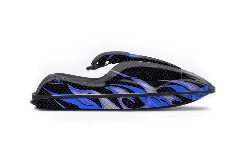 Kawasaki 750 SX / SXR Jet Ski Graphic Kit - 1992-1998 Tribal Flames Blue